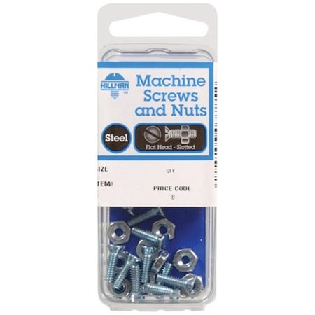 Hillman #6-32 x 3/4 in Slotted Flat Machine Screw, Zinc Plated Steel, 10 PK 56490